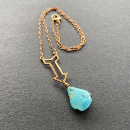 Turquoise Brass Down Arrow Double T..