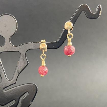 Ruby Dangle Earrings Natural 14kt Gold Filled..