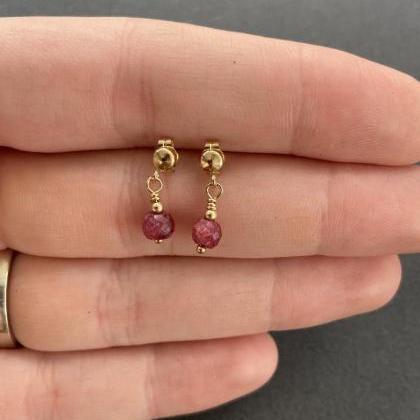 Ruby Dangle Earrings Natural 14kt Gold Filled..