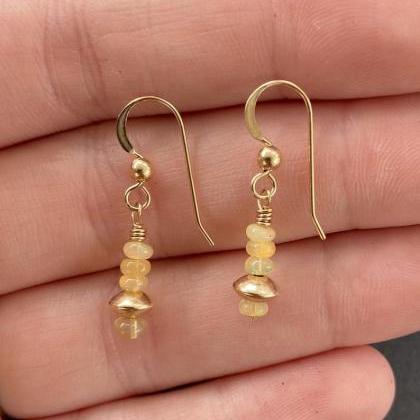 Opal Dangle Earrings Natural 14kt Gold Filled..