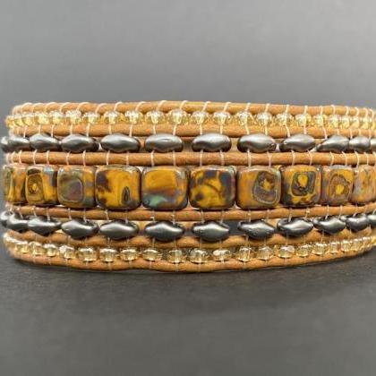 Kit Picasso Yellow Wide Leather Beaded Cuff Kit By..