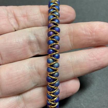 Kit Zig Zag Bracelet Cobalt Blue Purple Ab Rainbow..