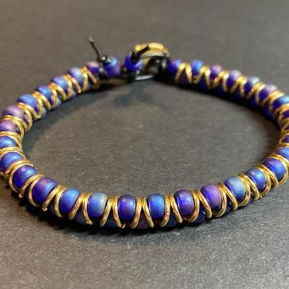 Kit Zig Zag Bracelet Cobalt Blue Purple Ab Rainbow..