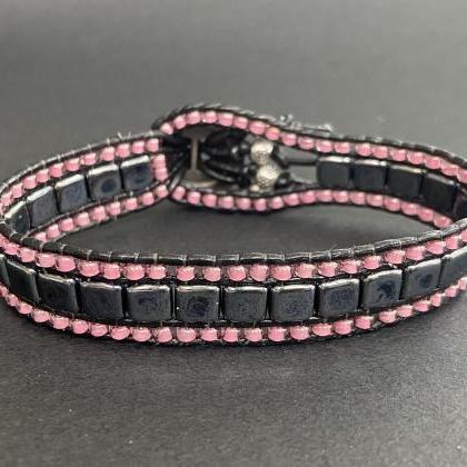 KIT Pink Mauve Hematite Bracelet Cu..