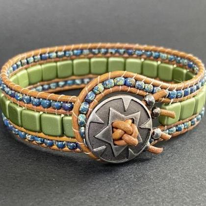 Kit Green Olive Montana Navy Picasso Bracelet Cuff..