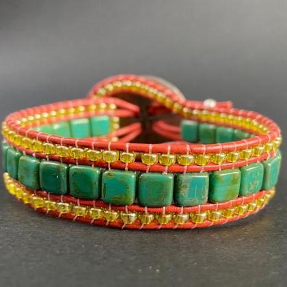 Kit Persian Turquoise Picasso Green Bracelet Cuff..