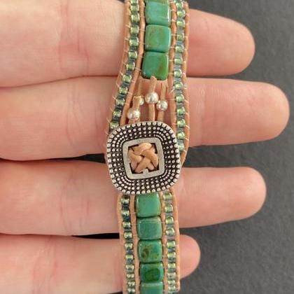 Kit Persian Turquoise Picasso Green Bracelet Cuff..