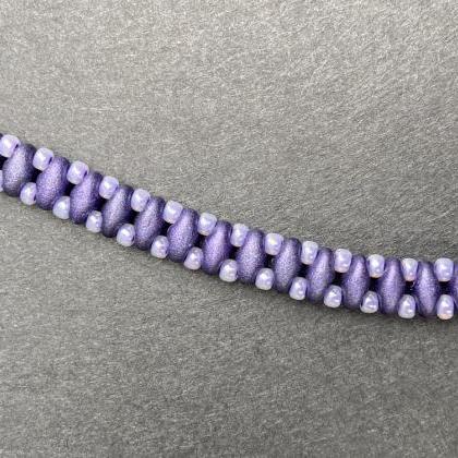 Kit Purple Suede Lavender Simple Superduo Bracelet..