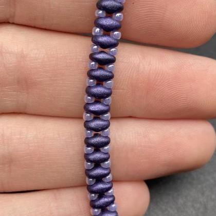 Kit Purple Suede Lavender Simple Superduo Bracelet..
