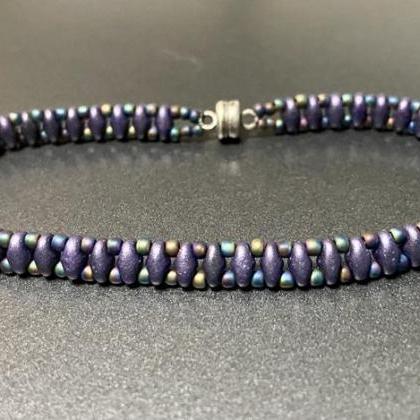 Kit Turquoise Blue Purple Simple Superduo Bracelet..