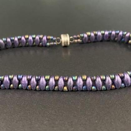 Kit Purple Suede Iris Simple Superduo Bracelet..