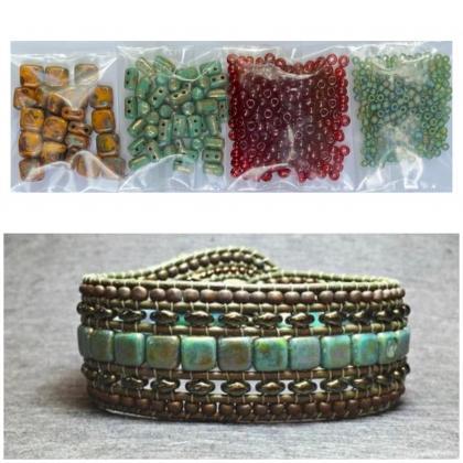 KIT Wide Leather Beaded Cuff Bonny ..
