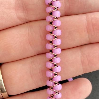 Kit Pink Opal Zig Zag Silver Bracelet Diy Easy..