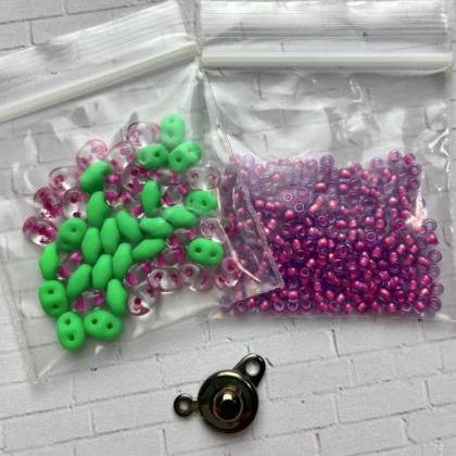 Kit Neon Green Pink Simple Superduo Bracelet Easy..
