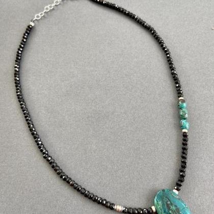 Chrysocolla Turquoise Faceted Black Spinel Black..