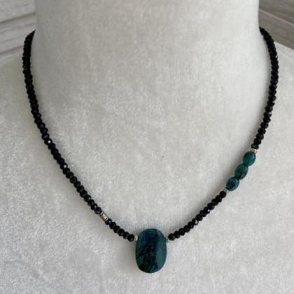 Chrysocolla Turquoise Faceted Black Spinel Black..