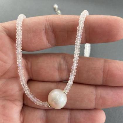 Large Freshwater Pearl Faceted White Rainbow..