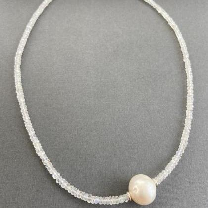 Large Freshwater Pearl Faceted White Rainbow..