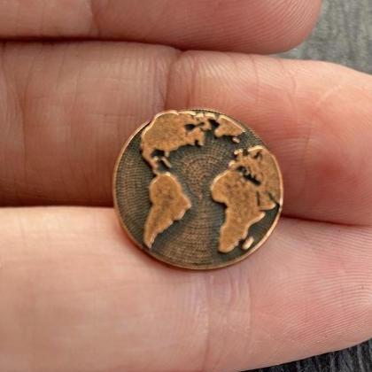 Earth Button Zig Zag Bracelet Antique Copper..