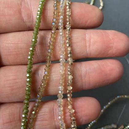 Lot Of 4 Strands Shades Of Pale Pastel Green Rose..