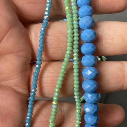 Lot Of 4 Strands Shades Of Blue &..