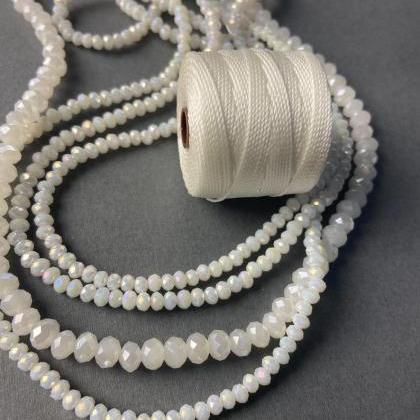 Lot Of 4 Strands Snow White Ab Crystal Strand Bead..