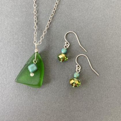 Green Lake Superior Beach Glass Turquoise Sterling..