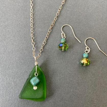 Green Lake Superior Beach Glass Turquoise Sterling..