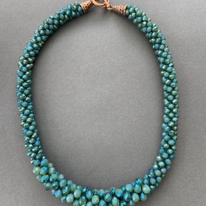 Sparkly Green Chunky Rope Statement Necklace Rope..
