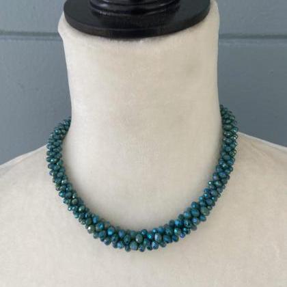 Sparkly Green Chunky Rope Statement Necklace Rope..