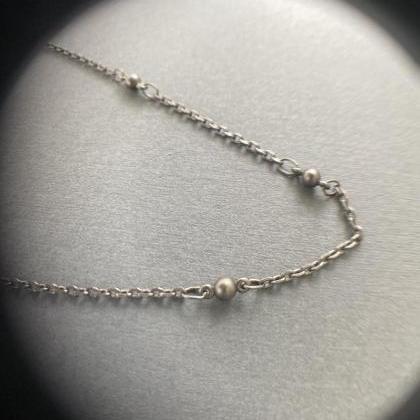 Tiny Bead Ball Link Chain Antique S..