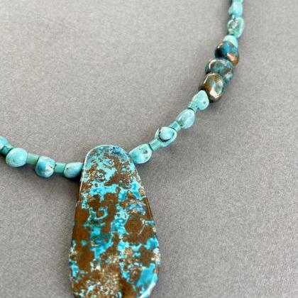 Long Boho Turquoise And Arizona Chrysocolla..