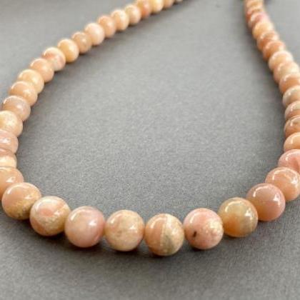 8mm Polished Round Natural Pink Opa..