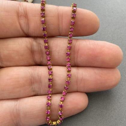 2.5mm Pink Fuchsia Solid Brass Gold Cup Chain..