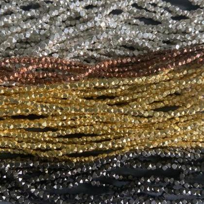Faceted Silver-plated Copper Nugget Beads, Rustic,..