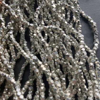 Faceted Silver-plated Copper Nugget Beads, Rustic,..