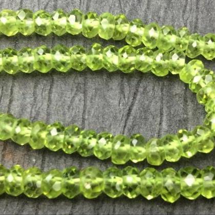 Faceted Peridot Rondelle Beads 14