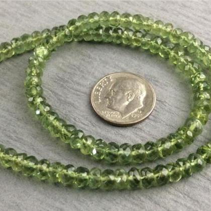 Faceted Natural Green Apatite Rondelle Spacer Bead..