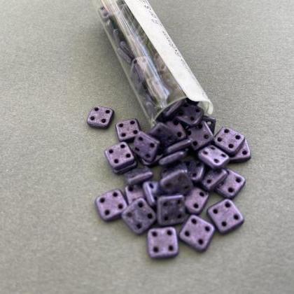 Quadratile 6x6mm Czech Glass Beads Metallic Suede..
