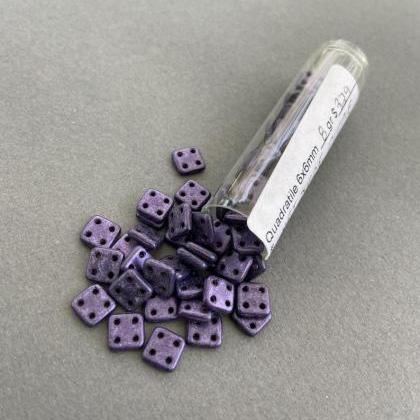 Quadratile 6x6mm Czech Glass Beads Metallic Suede..
