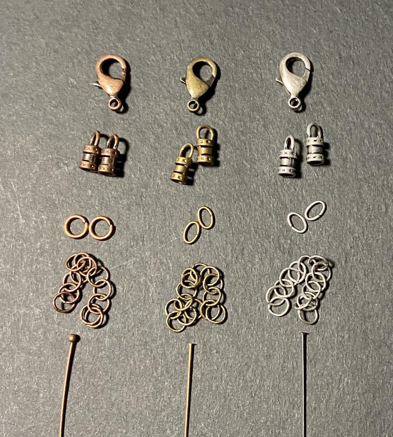 Loom Bracelet Findings Set Antique Bronze Silver Copper Extender Chain Clasp Crimp Ends