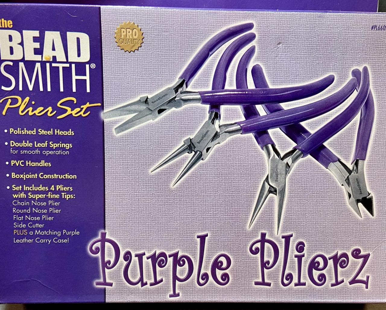 Purple Plierz The Beadsmith Beader's Tool Set Pliers Round Nose Side Cutter Chain Flat Needle Nose