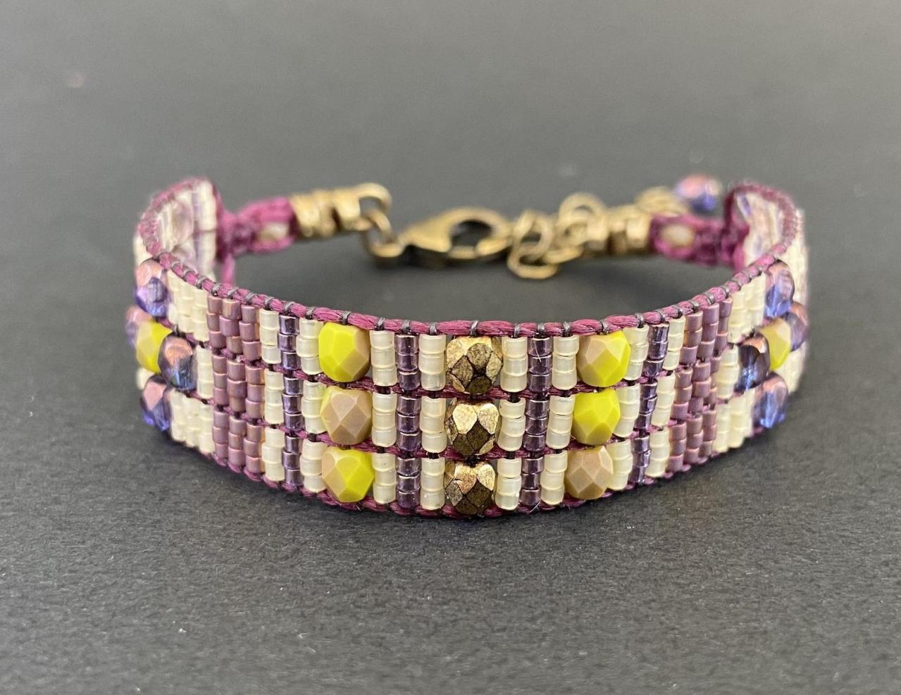 Bracelet Kit Violetta Loom Bracelet Kit Diy Beginner Complete With Jewel Loom Lime Purple Violet Plum Colors