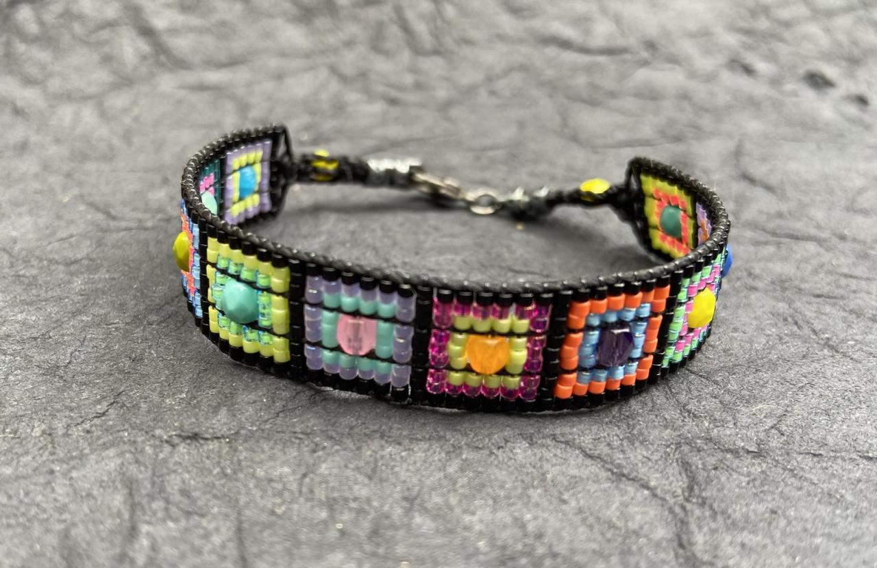 Bracelet Kit Kandinsky Color Study Squares Inspired Loom Bracelet Kit Diy Beginner Complete With Jewel Loom Modern Bright