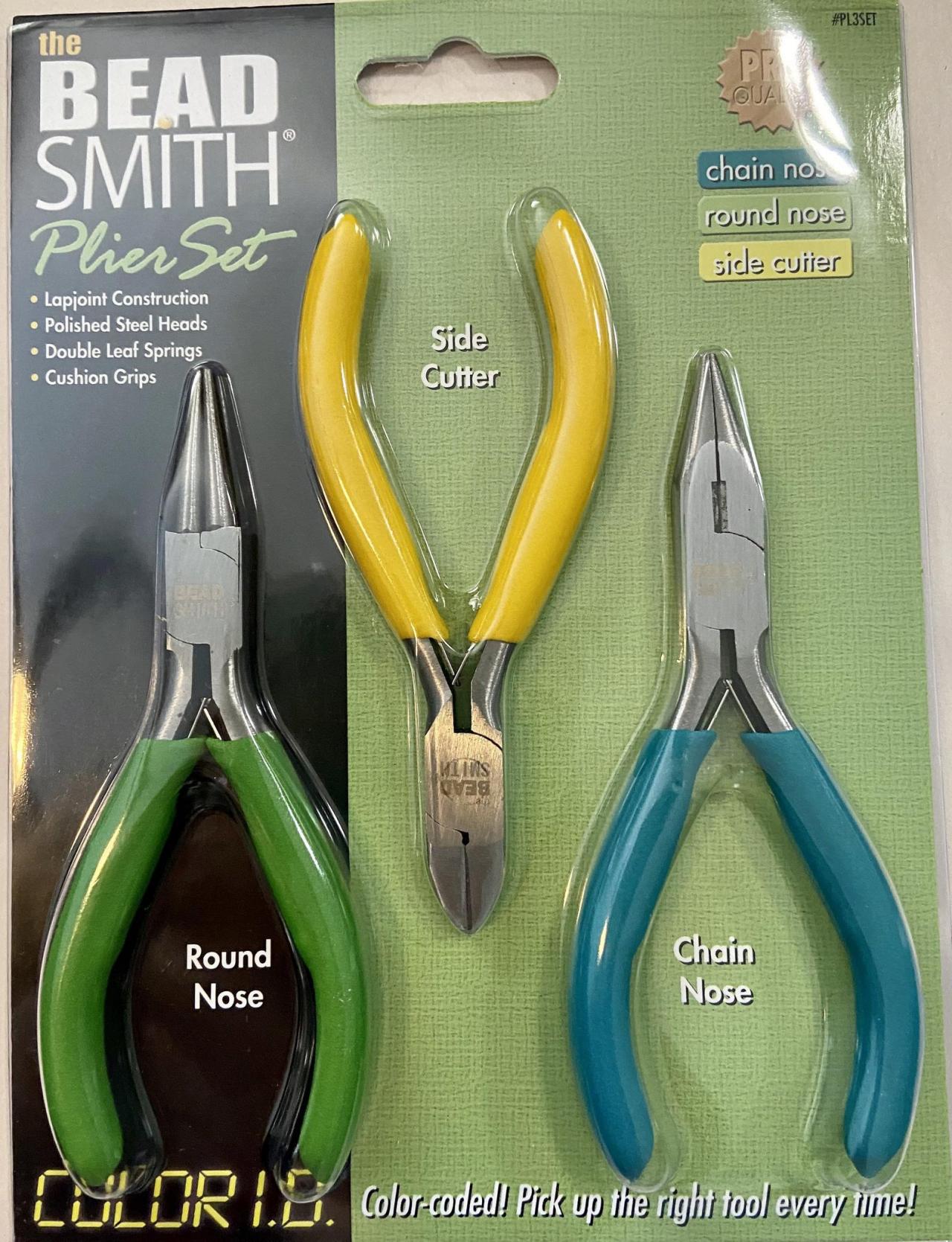 The Beadsmith Beader's Tool Set Color ID Pliers Round Nose Side Cutter