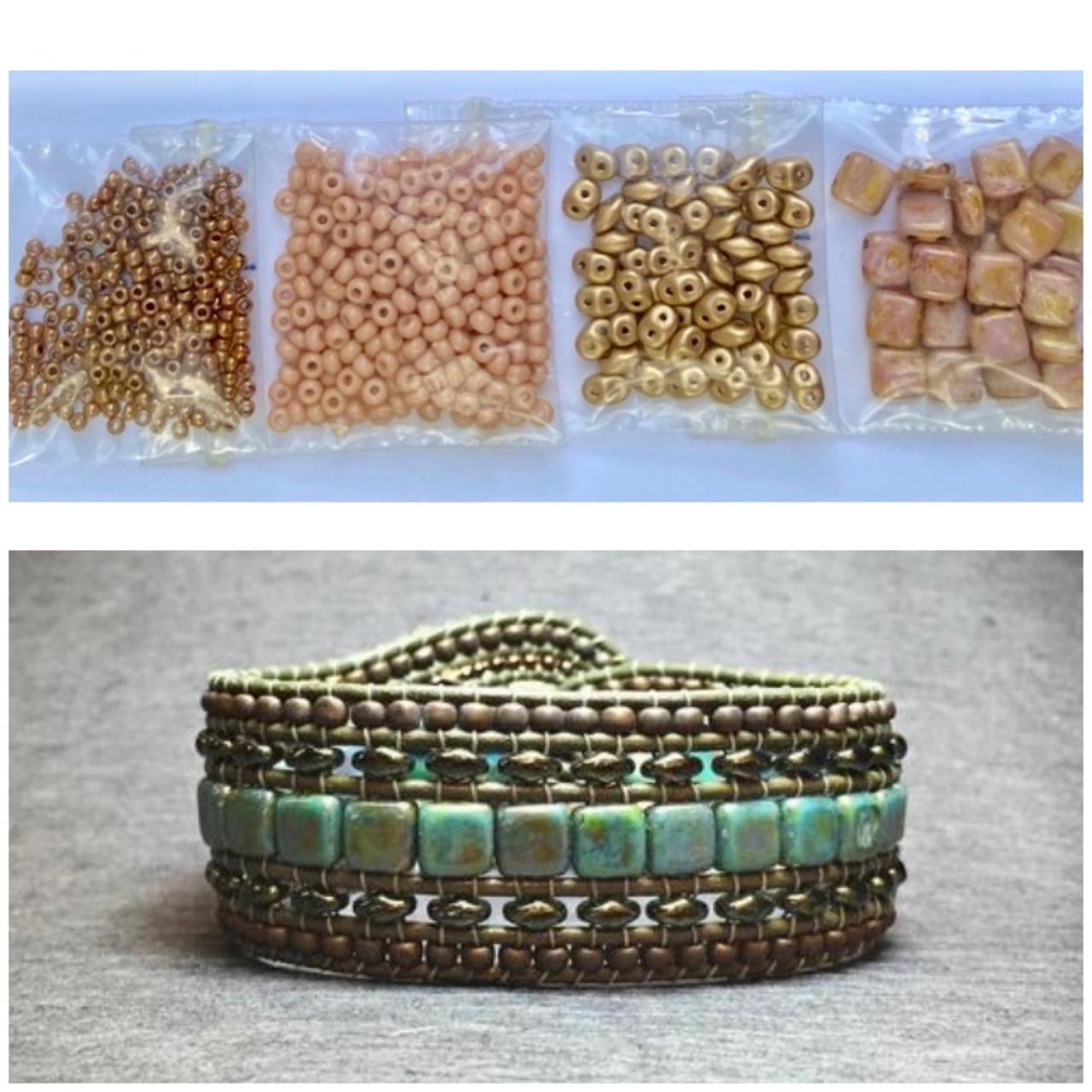 Kit Wide Leather Beaded Cuff Kit By Leila Martin Bonny Bohemian Pink Gold Diy Intermediate Instructions Complete No Tools #4