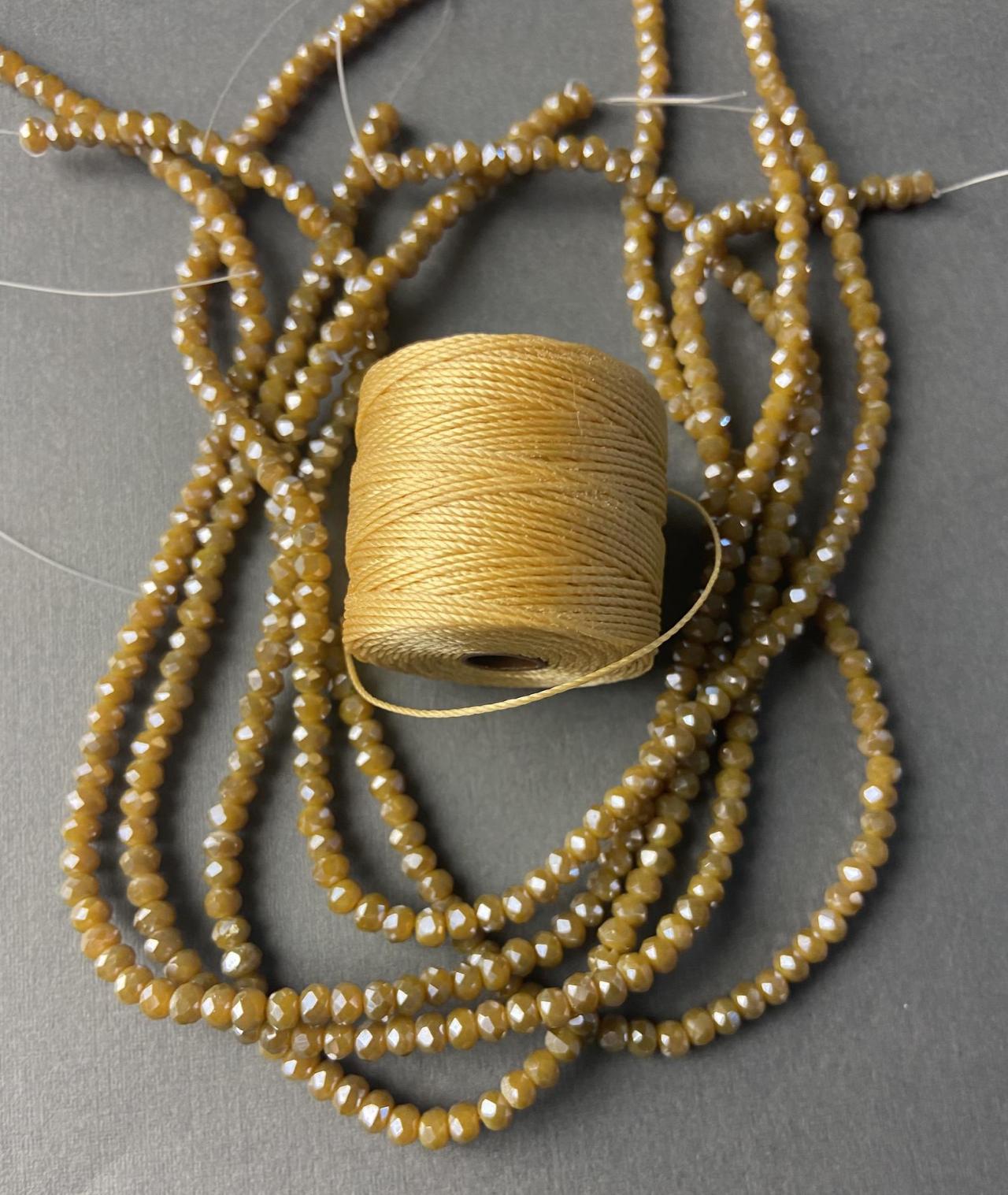Lot Of 5 Strands Goldenrod Puce Gold Aged Yellow Khaki Crystal Strand Bead Crochet Kit #18