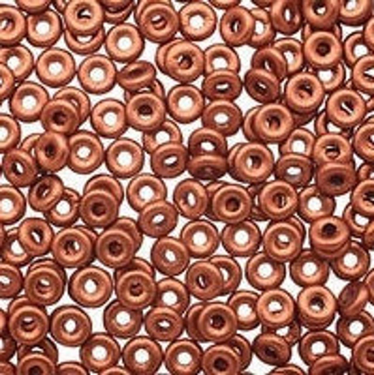 Czech Glass O Beads Hematite Copper Red Orange Washer Disc