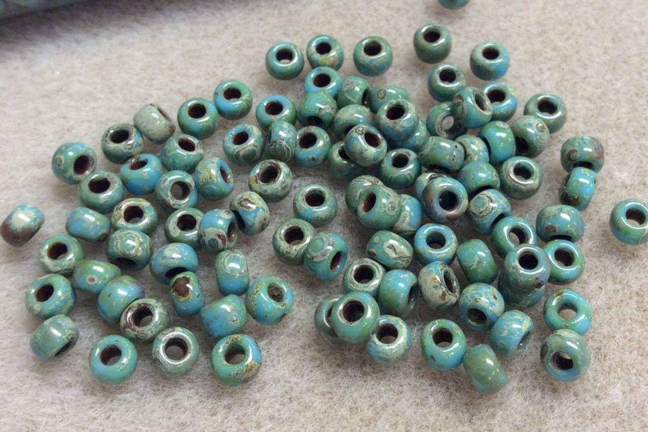 8/0 Round Picasso Matte Seafoam Green Seed Beads Flip Top Tube
