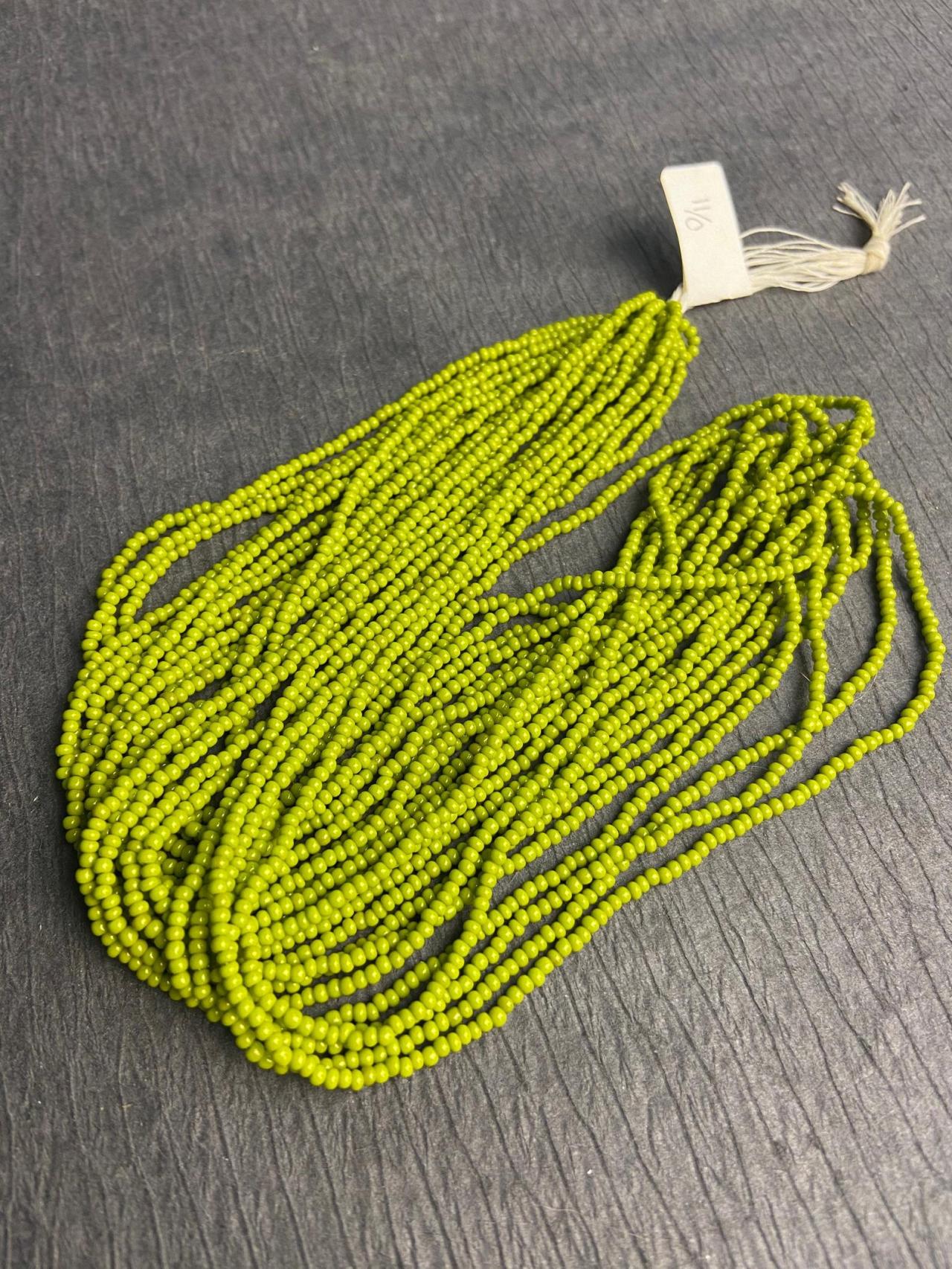Avocado Green 11/0 Czech Limited Edition Color Seed Beads 12 Strand Hank Opaque
